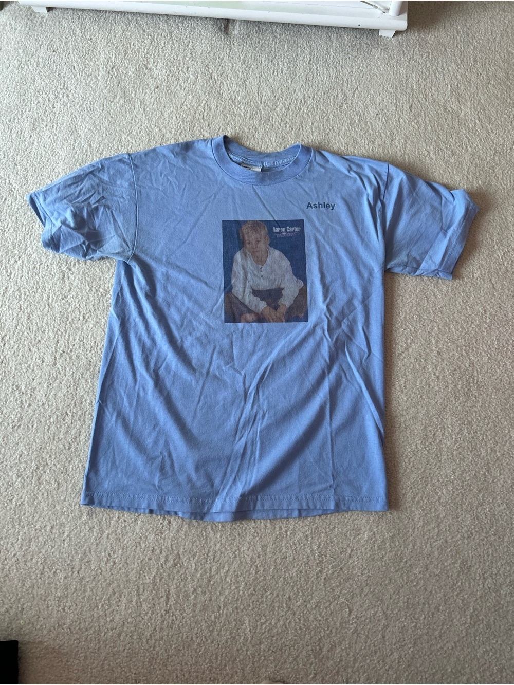 Vintage Aaron Carter shirt size medium unisex light blue Y2K 90s 00s 2000 GUC